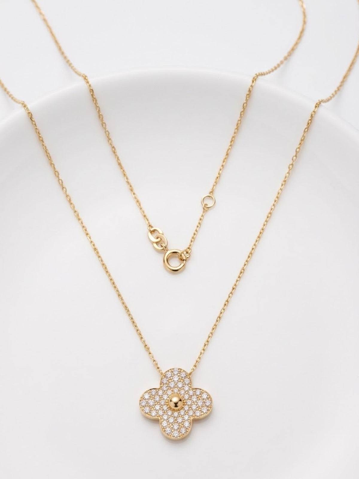14K Yellow Gold  Charm Necklace Set with CZ