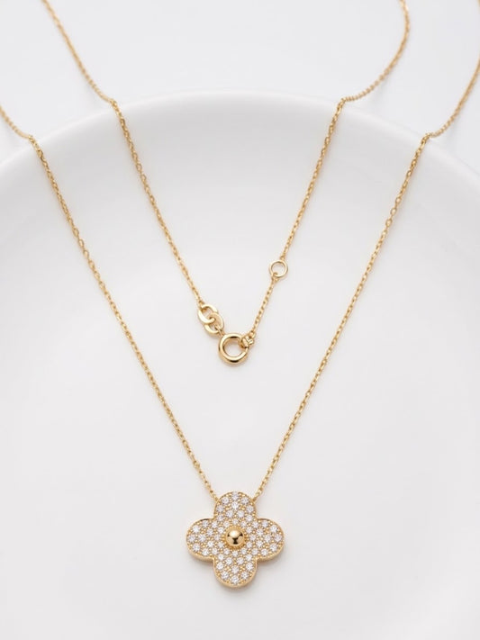 14K Yellow Gold  Charm Necklace Set with CZ