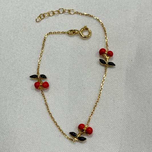 14K Yellow Gold Cherry  Baby Bracelet