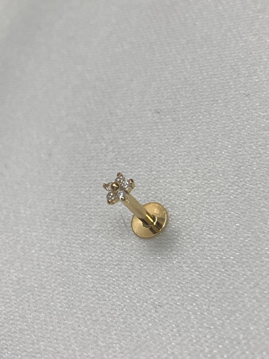 18K Yellow Gold  Piercing with CZ