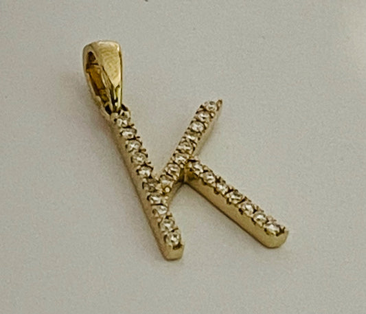 14K Yellow Gold K Pendant with Diamond