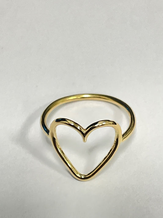 18K Yellow Gold Heart Ring