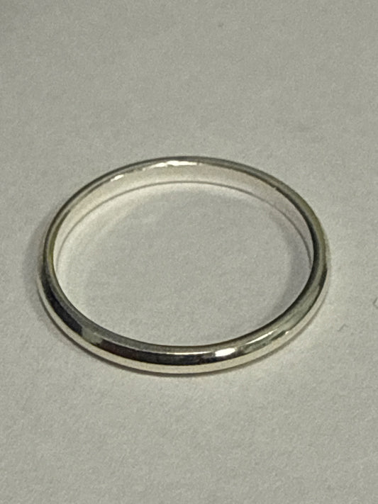 White Silver  Wedding Band