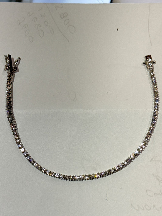 White Silver Tennis Bracelet with CZ