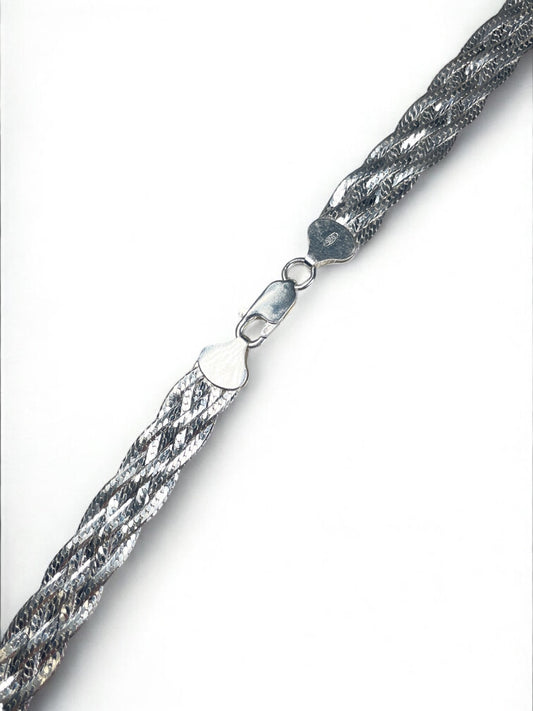 White Silver Braided Necklace