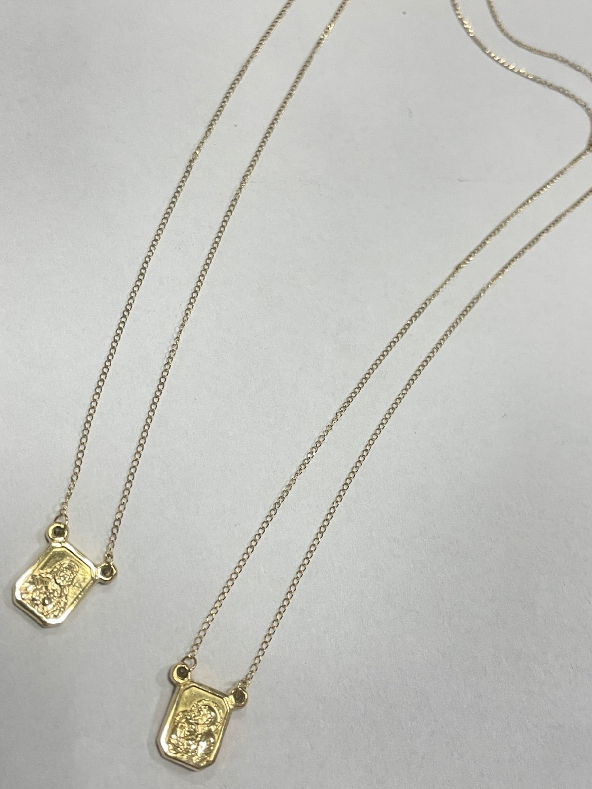 18K Yellow Gold Scapular  Charm Necklace Set
