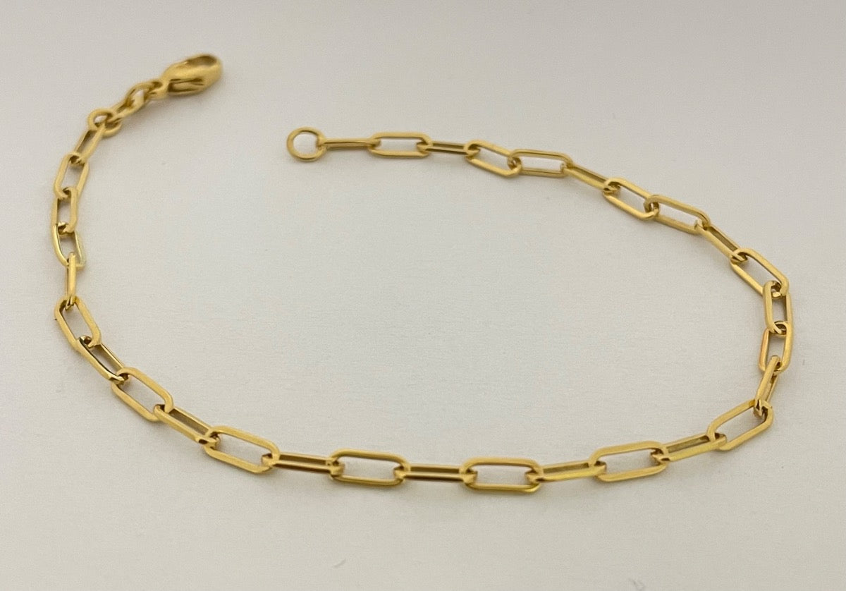 18K Yellow Gold Paperclip 2.5mm Bracelet
