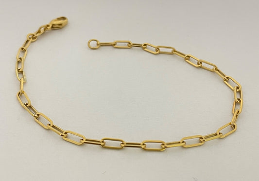 18K Yellow Gold Paperclip 2.5mm Bracelet