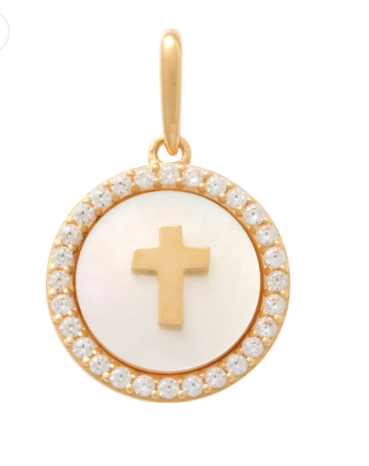 14K Yellow Gold Medal  Pendant with CZ