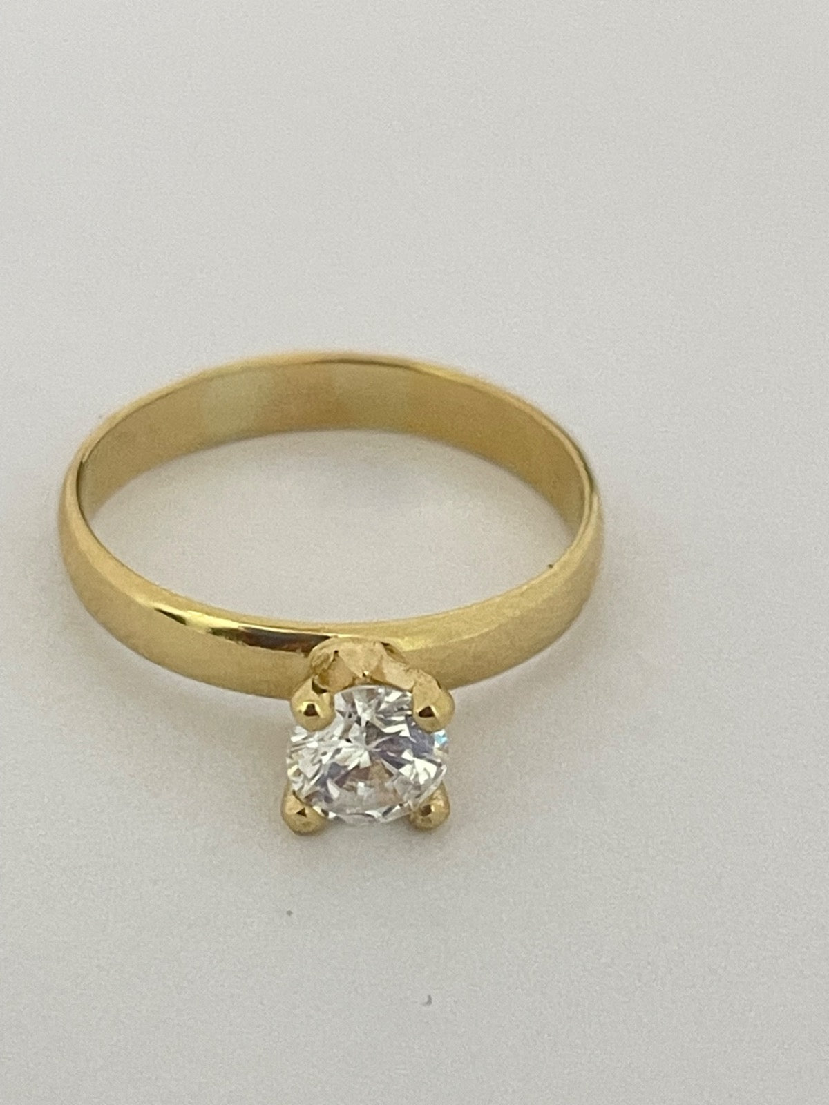 18K Yellow Gold  Engagement Ring with CZ