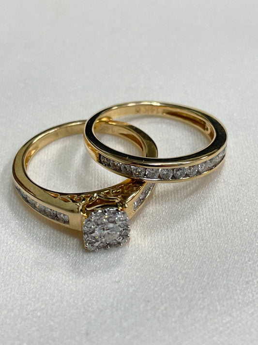 14K Yellow Gold  Bridal Set with Diamond