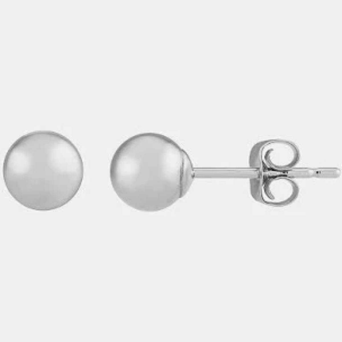 White Silver Ball 4mm Earring