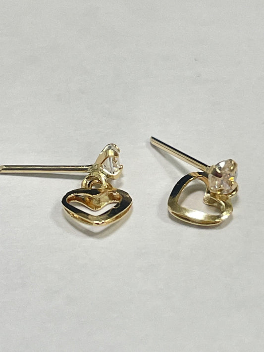 18K Yellow Gold Heart Earring with CZ