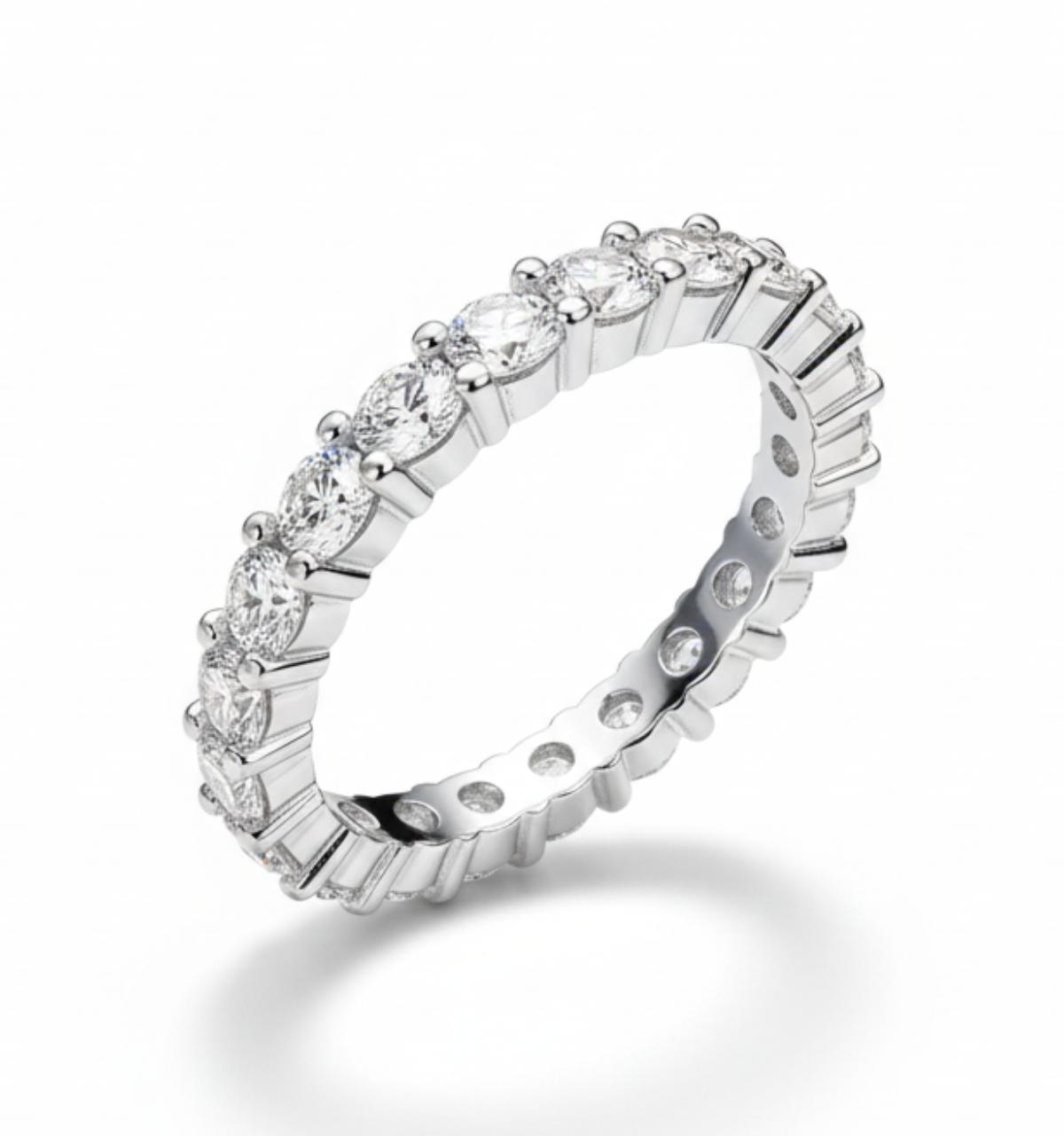 White Silver  Ring with CZ