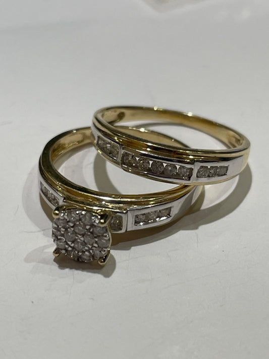 14K Yellow Gold  Bridal Set with Diamond