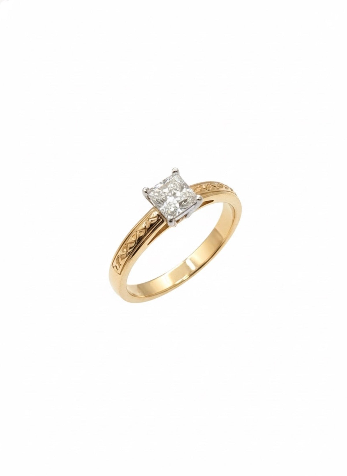 14K Yellow Gold Set Engagement Ring with Lab Diamond