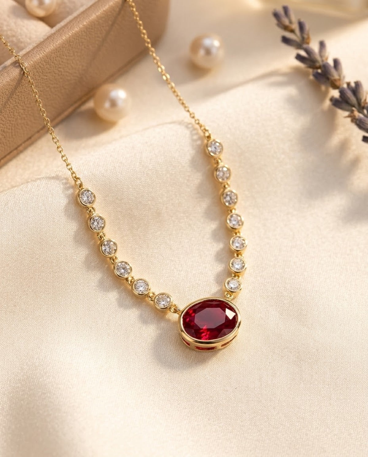 14K Yellow Gold  Charm Necklace Set with Lab Diamond