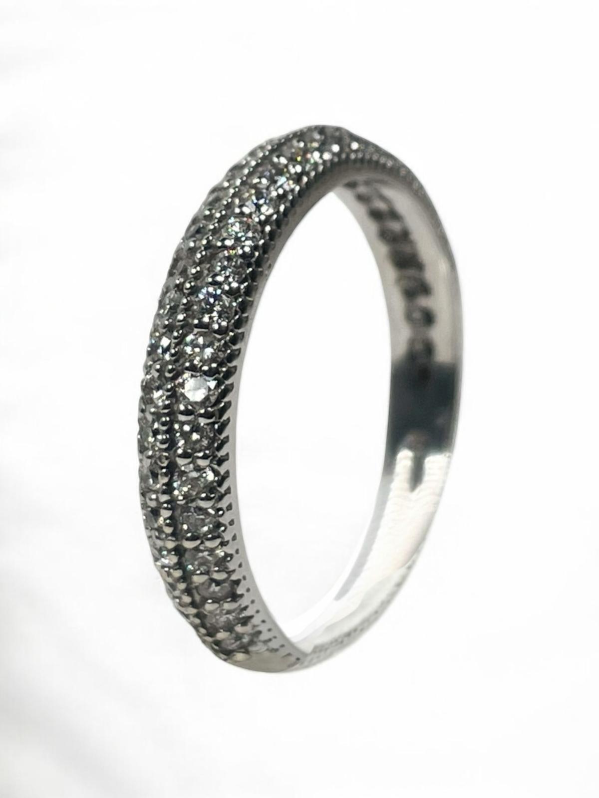 14K White Gold White Gold Diamond Wedding Band Ring with Diamond