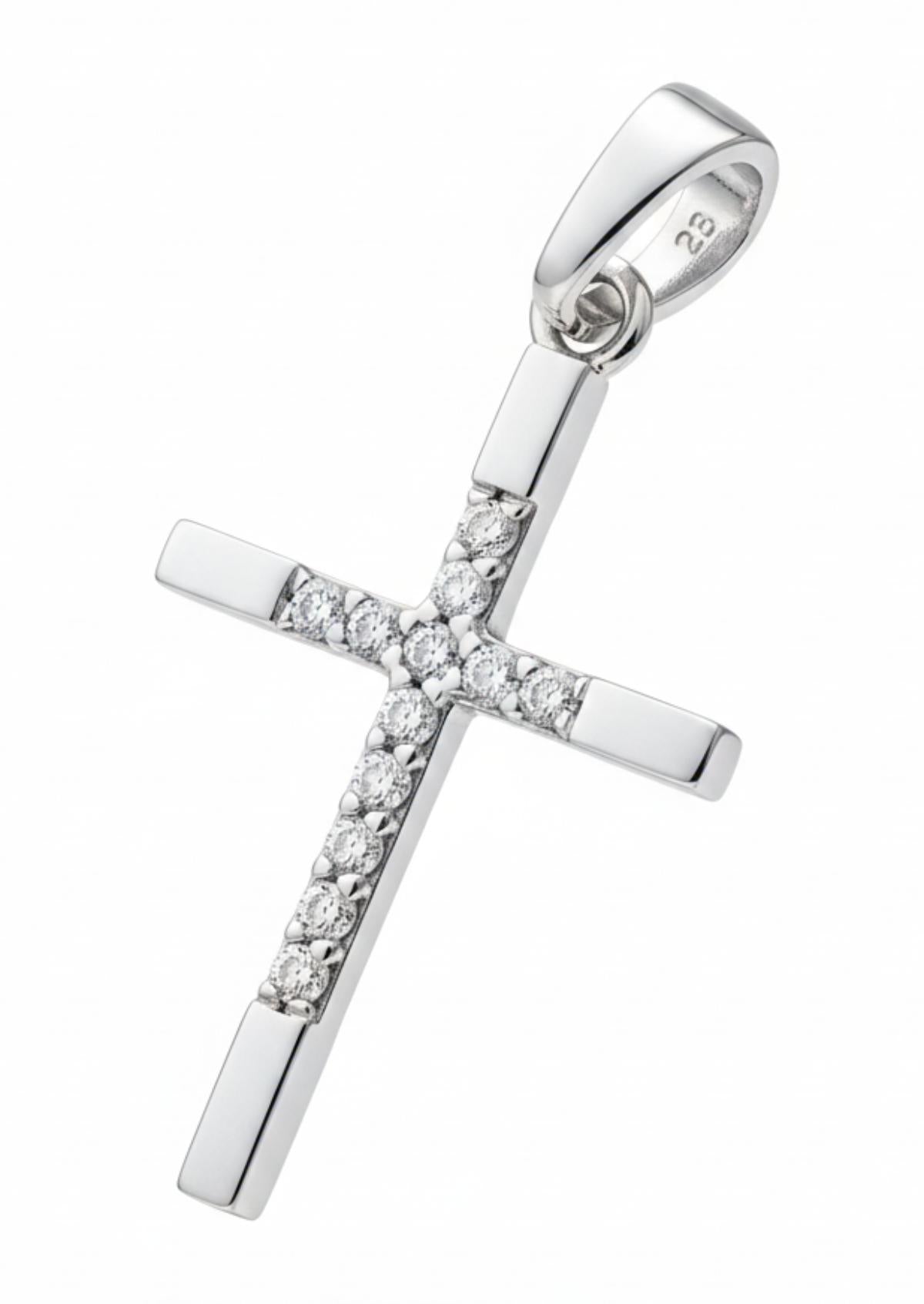 White Silver 0.75in Charm with CZ