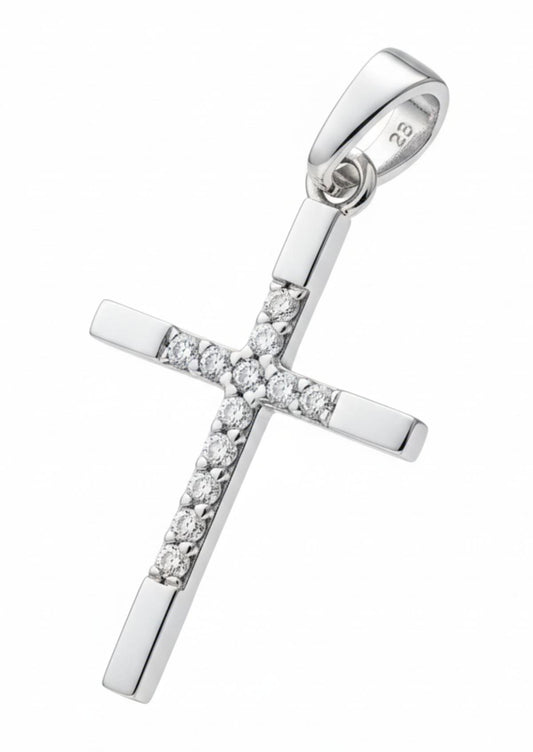 White Silver 0.75in Charm with CZ