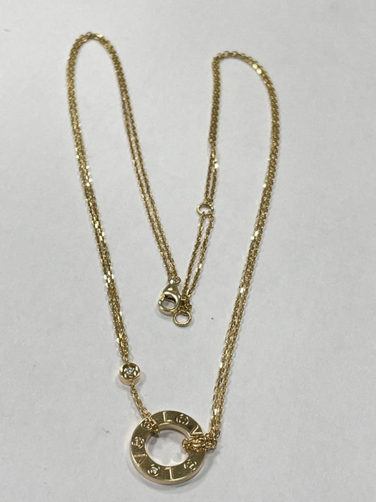 18K Yellow Gold  Charm Necklace Set with Diamond