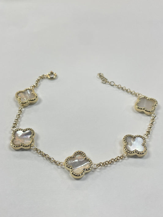 14K Yellow Gold Clove Bracelet with CZ