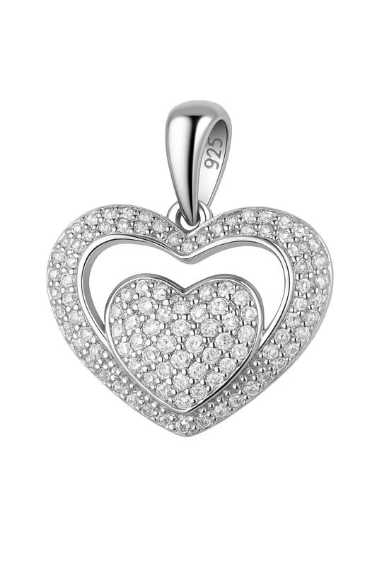 White Silver Heart Pendant with CZ