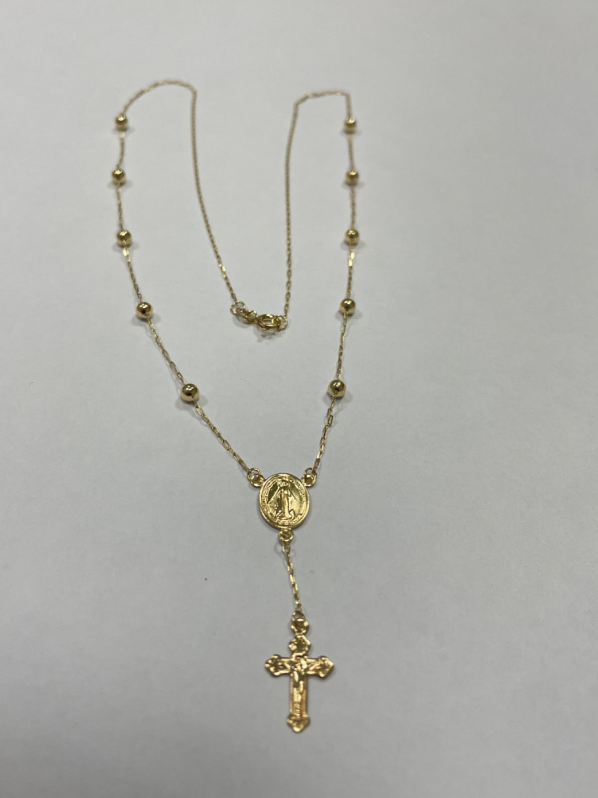 18K Yellow Gold Rosary  Charm Necklace Set