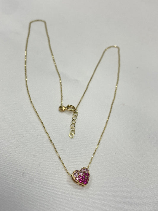 14K Yellow Gold  Charm Necklace Set with Ruby