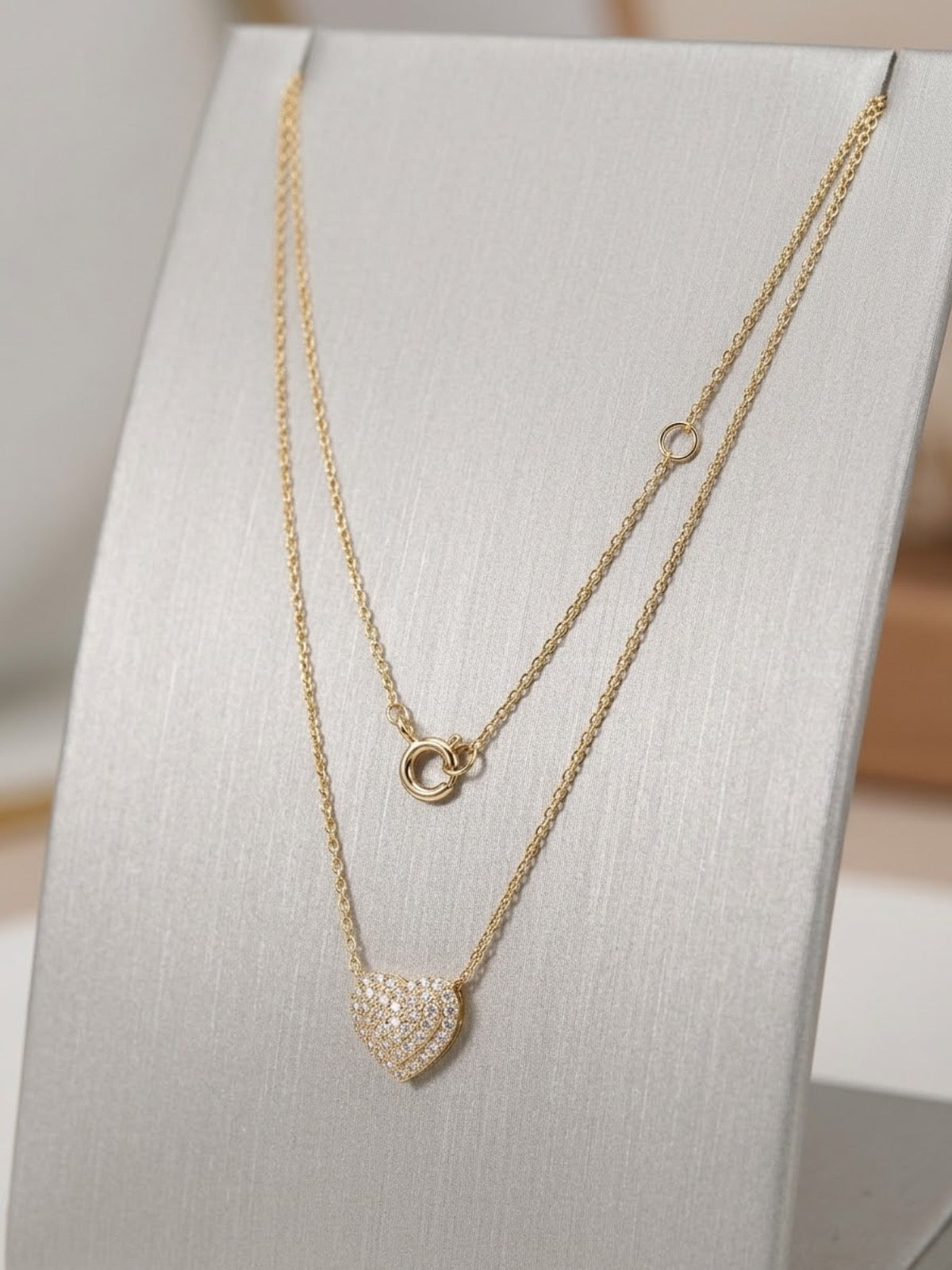 14K Yellow Gold  Charm Necklace Set with CZ