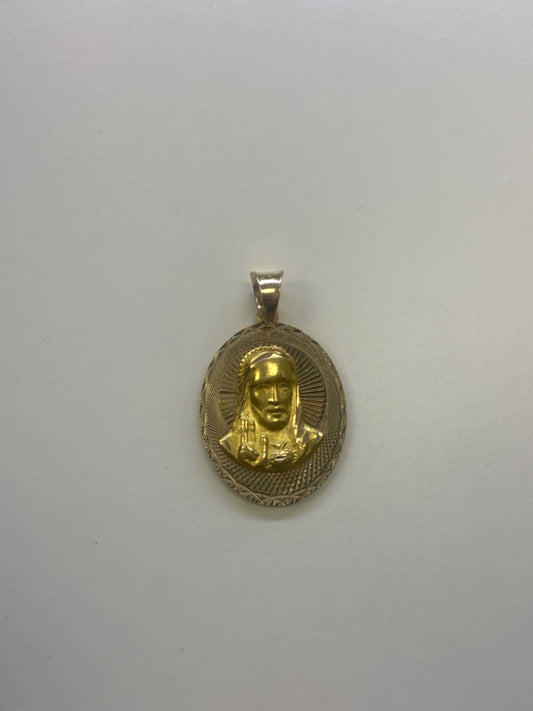 14K Two-Tone Gold Jesus Pendant