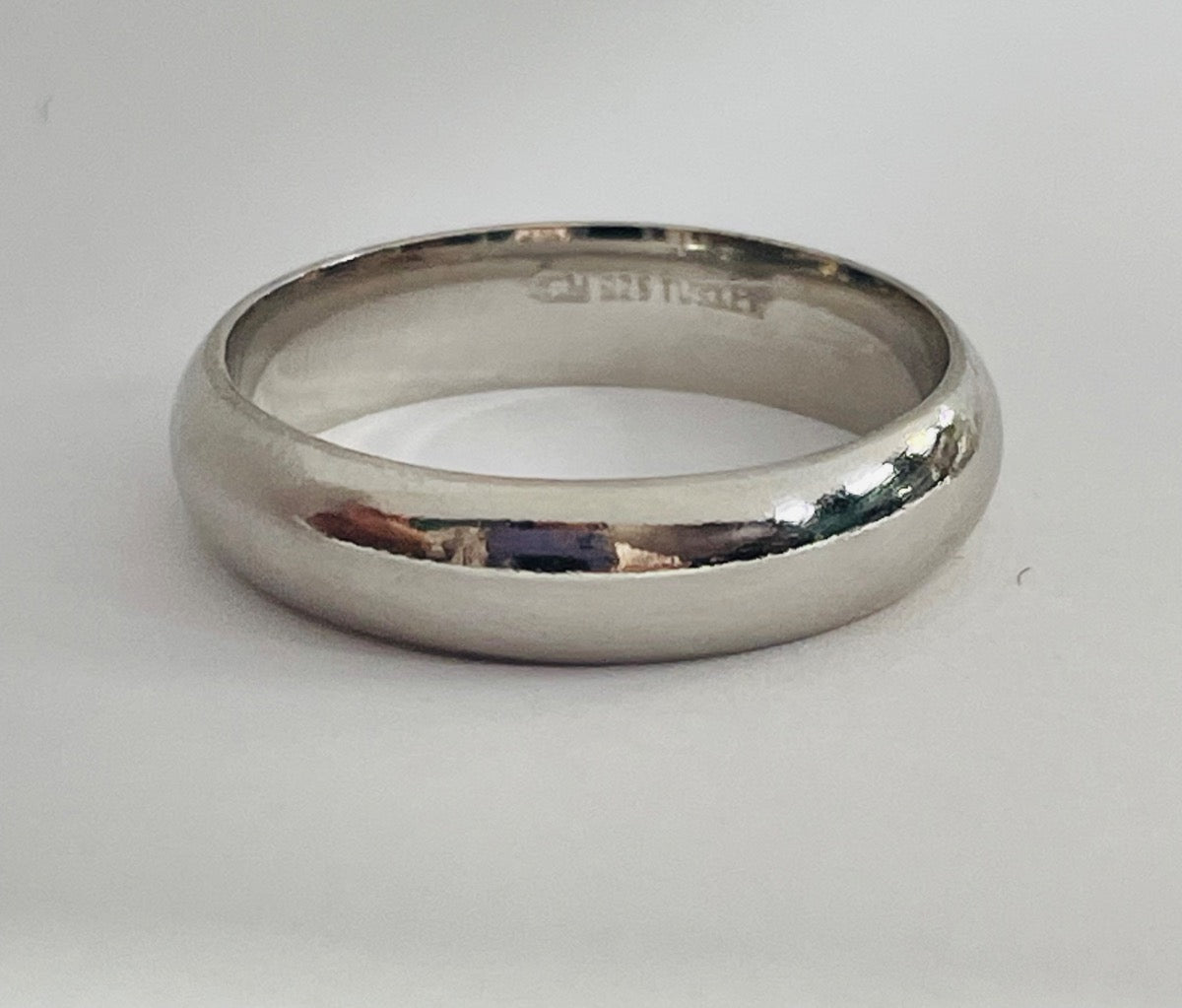 White Silver  Wedding Band