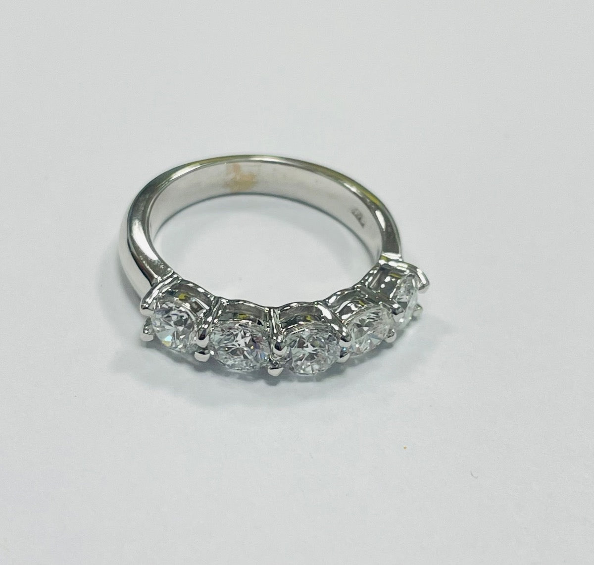 14K White Gold  Wedding Band with Lab Diamond