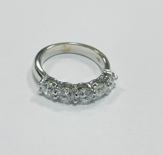 14K White Gold  Wedding Band with Lab Diamond