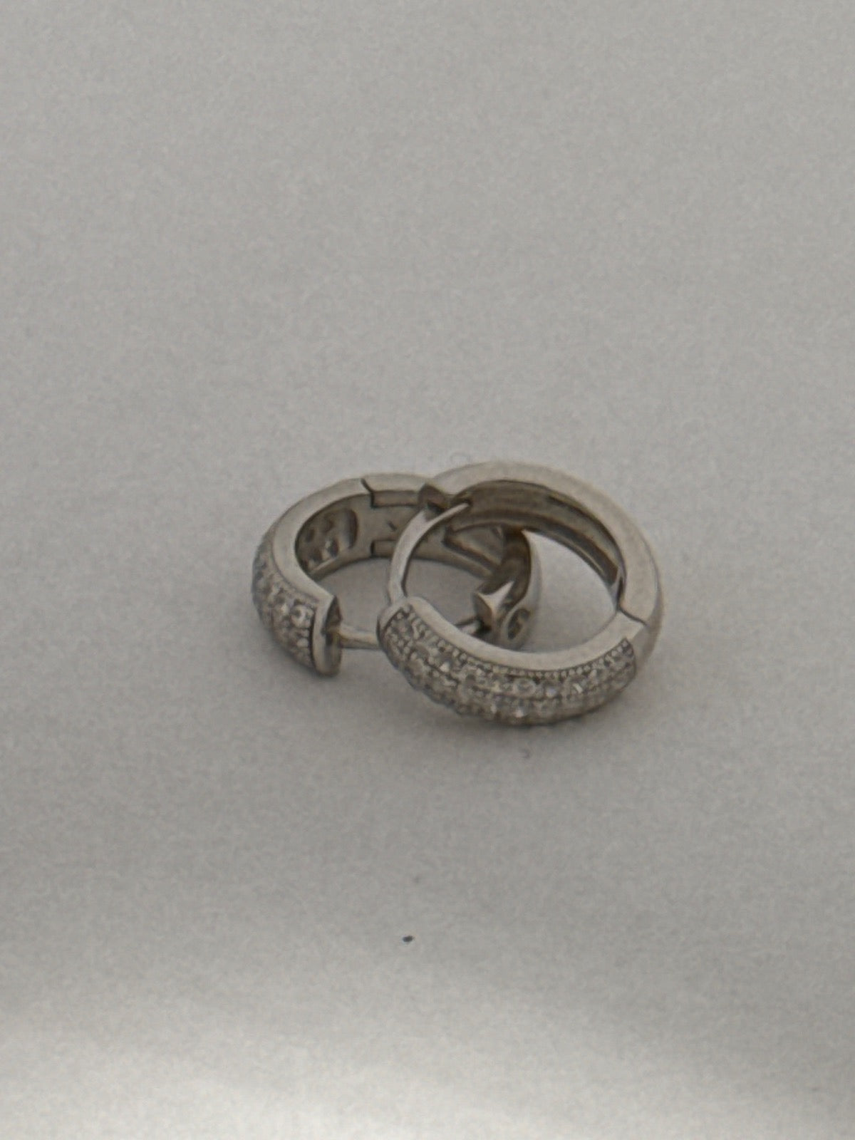 White Silver Hoop Earring with CZ