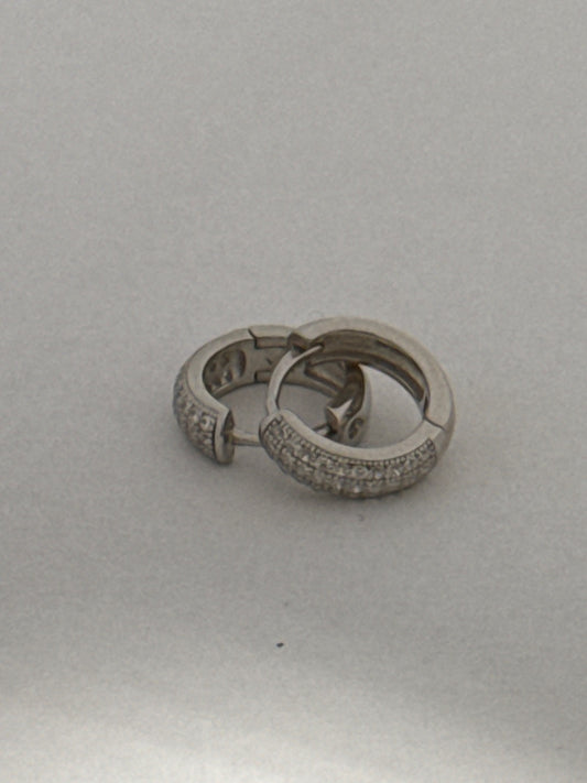 White Silver Hoop Earring with CZ
