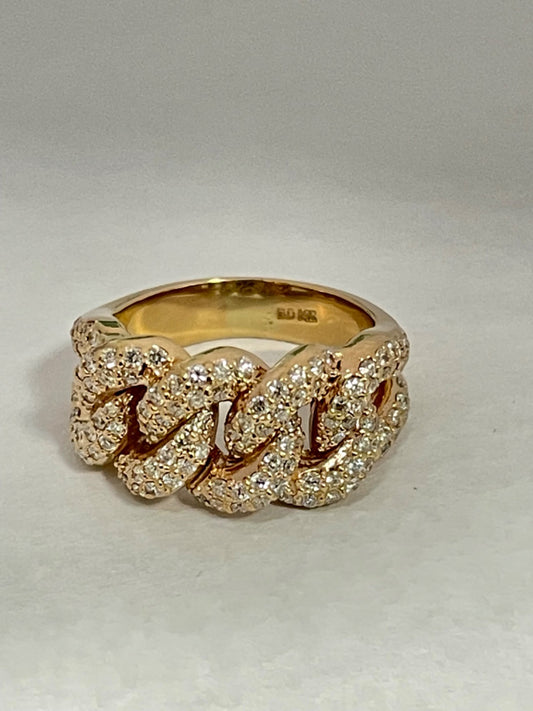 14K Yellow Gold Chain  Ring with Diamond