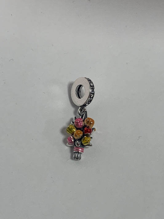 White Silver Bouquet Charm with CZ