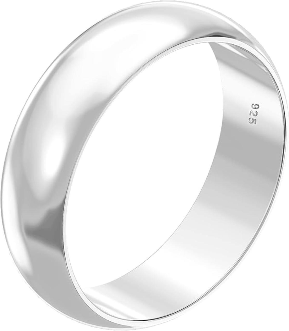 White Silver  Wedding Band