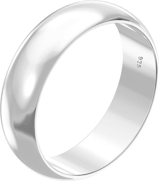 White Silver  Wedding Band