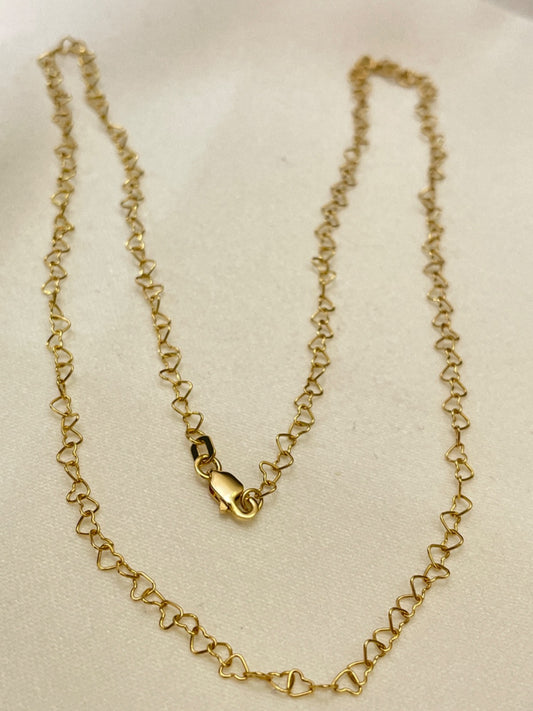 18K Yellow Gold Little Hearts  Chain