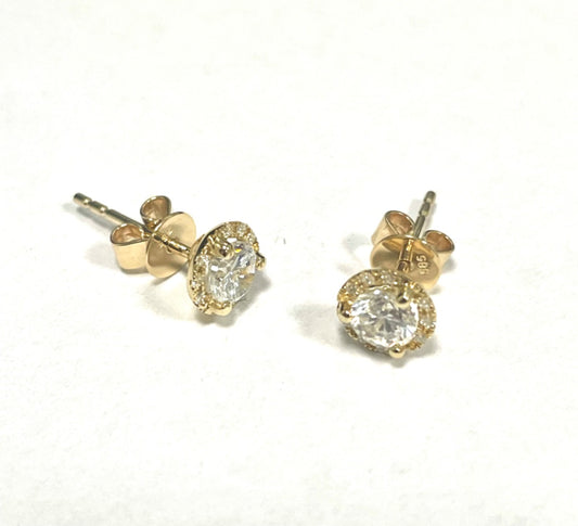 14K Yellow Gold Birthstone Earring with Topaz and Diamond
