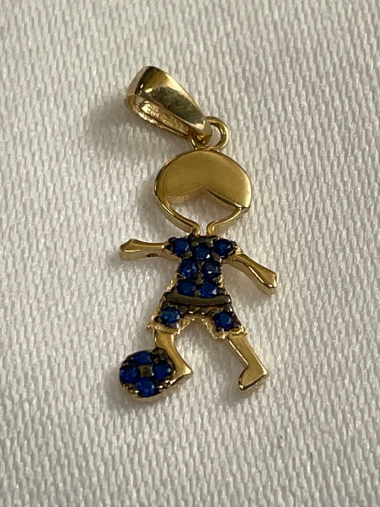18K Yellow Gold Boy Pendant with CZ