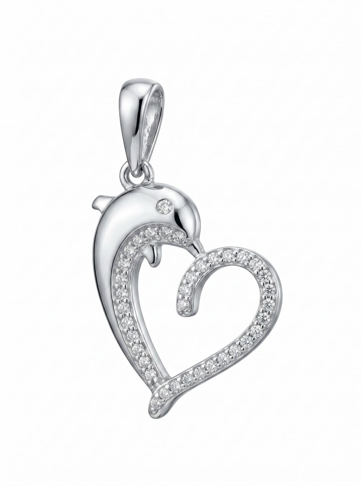 White Silver Dauphin Pendant with CZ