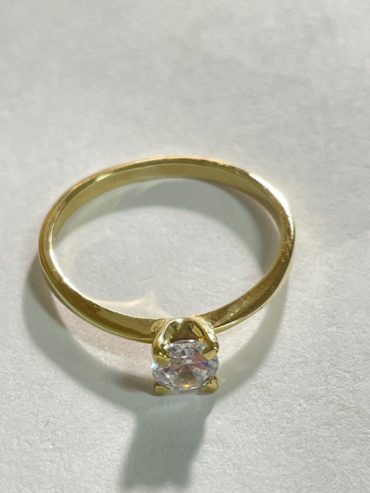 18K Yellow Gold  Engagement Ring with CZ