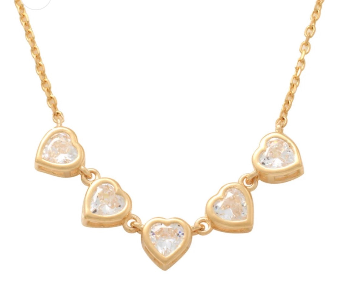 14K Yellow Gold  Charm Necklace Set with CZ