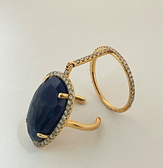 18K Rose Gold Slice 12.30 Ring with Sapphire and Diamond