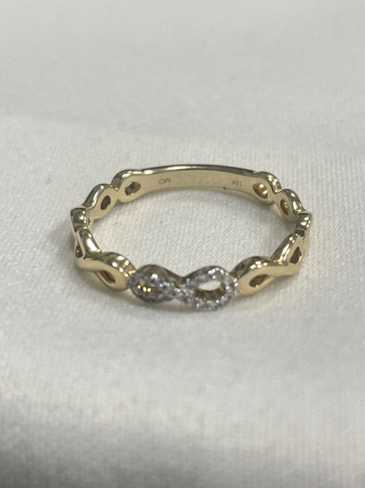 14K Yellow Gold Infinity  Ring with Diamond