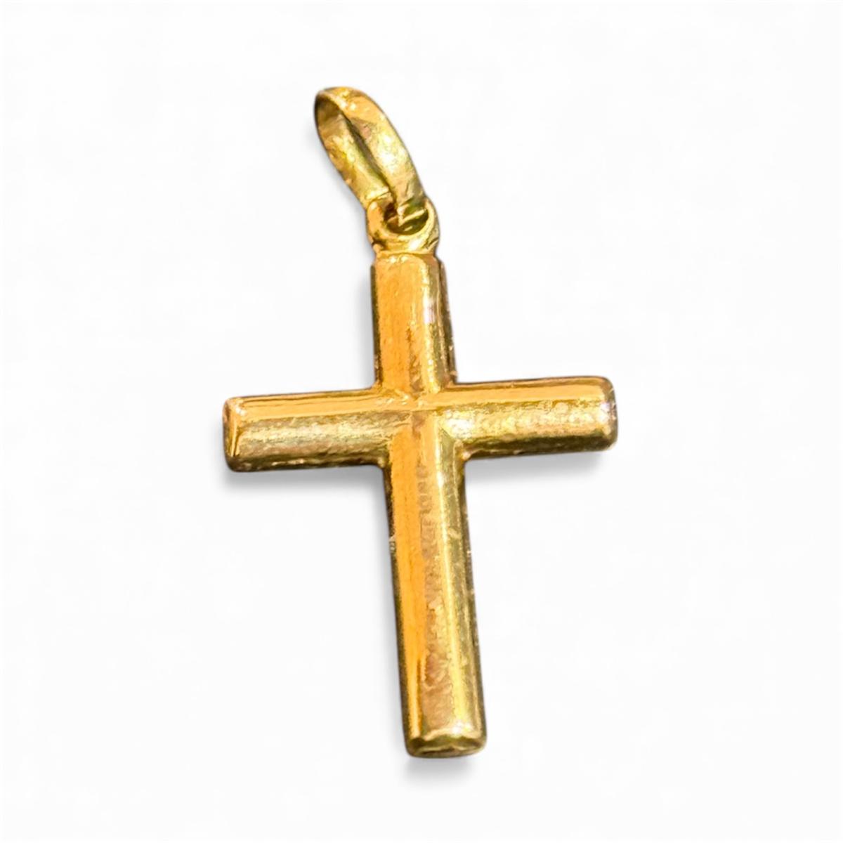 18K Yellow Gold Cross Charm