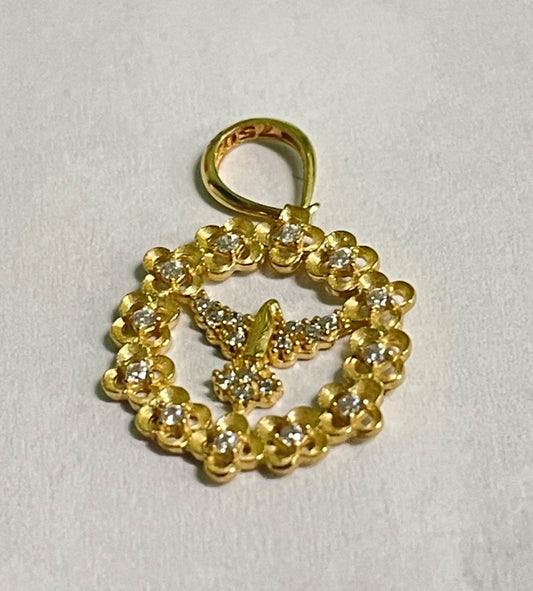 18K Yellow Gold Holy Spirit  Pendant with CZ